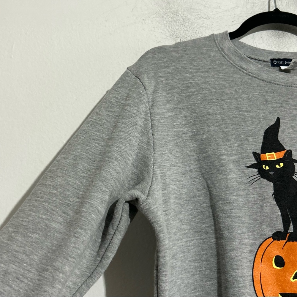 Kiel James Patrick Cat-O-Lantern Pumpkin Halloween Spooky Sweatshirt Grey Medium - Picture 5 of 8